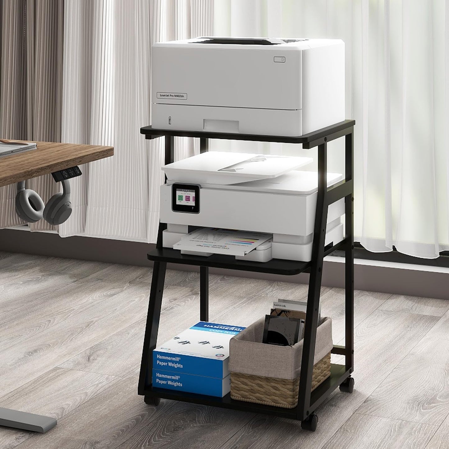 PUNCIA 50x40x75cm Printer Stand, 3 Tier Printer Table with Storage