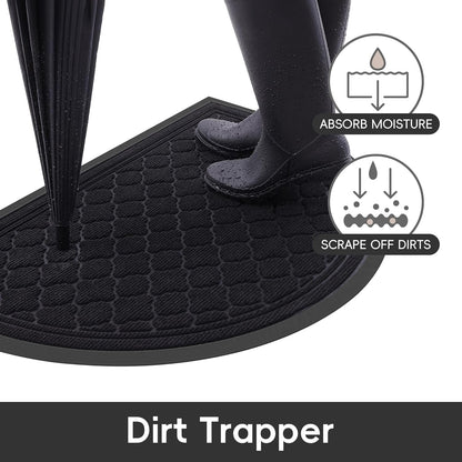 Homaxy Half Moon Door Mats Indoor, Non Slip Rubber Door Matts, Dirt Trapper Absorbent Doormat Outdoor, Washable Heavy Duty Floor Mat for Entrance,