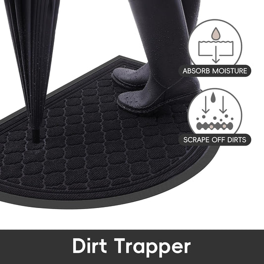 Homaxy Half Moon Door Mats Indoor, Non Slip Rubber Door Matts, Dirt Trapper Absorbent Doormat Outdoor, Washable Heavy Duty Floor Mat for Entrance,