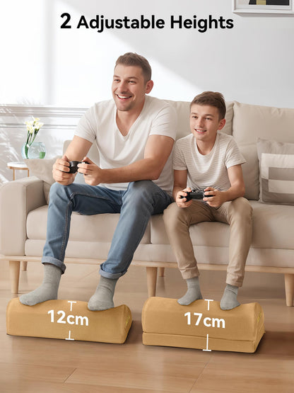 HEETA Foot Rest Under Desk, Ergonomic Desk Foot Rest Adjustable 2 Optional Height Footrest Foam Non-Slip Foot Stool for Home, Office & Gaming (Brown)