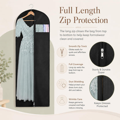 Dress Bags & Hanging Clothes Covers – 3 Pack 60x140cm Dustproof
