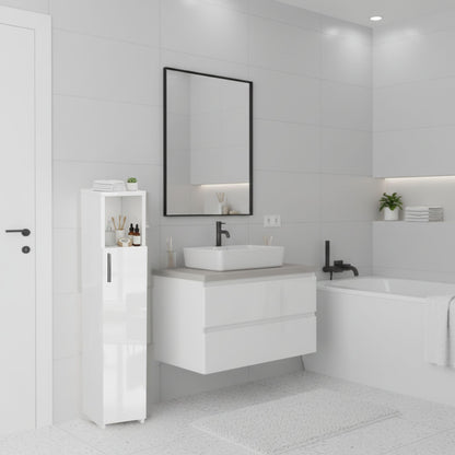 ComfortCove Slim Bathroom Cabinet, Tall Bathroom Cabinet, Gloss White