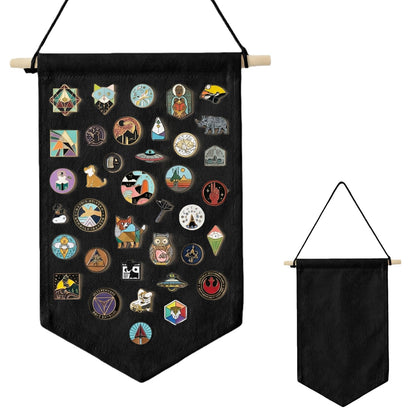 GAZIL Pin Badge Display Organizer, Canvas Brooch Holder Banner for Pin Badges, Rosette & Enamel Pin Storage Case