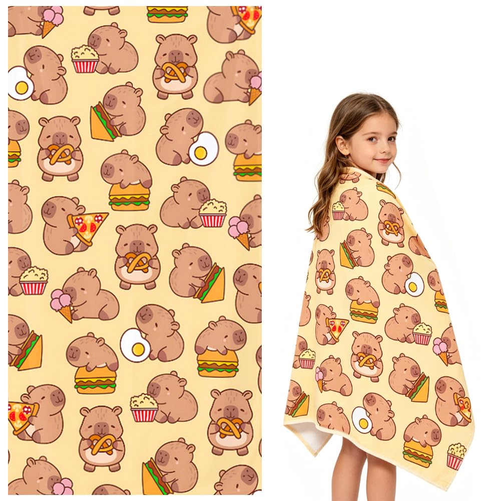 WFKKMEQ Capybara Beach Towel, Quick Dry Towels Microfibre Beach Towel Capybara Bath Towels Lightweight SwimmingTowel BeachBlanket PoolTowel Printed