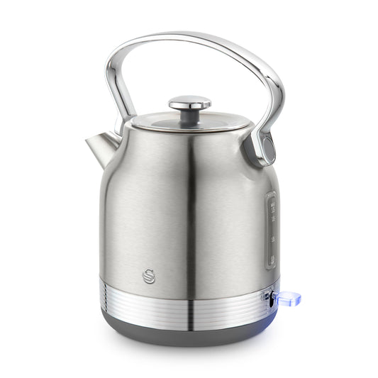 Swan SK14631SS Retro Traditional Kettle, Rapid Boil, Removable Limescale Filter, Easy Pour, 360 Degree Base, Water Indicator Window and Boil Dry