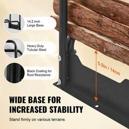 VEVOR 12.7FT Outdoor Firewood Rack with Cover, 152x14.2x46.1in, Heavy Duty Firewood Holder & 600D Oxford Waterproof Cover for Fireplace, Patio,