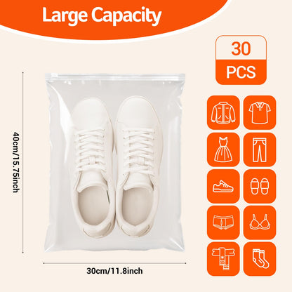 30Pcs Large Ziplock Bags 40x30cm Plastic Reusable Zip lock Bags
