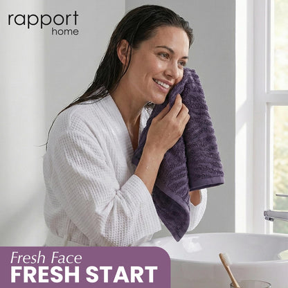 Rapport Home Safari Face Towels 2-Pack | Luxurious 100% Cotton 500gsm Soft Absorbent Face Cloths | Oeko-Tex Certified Bathroom Hand Towels | Damson