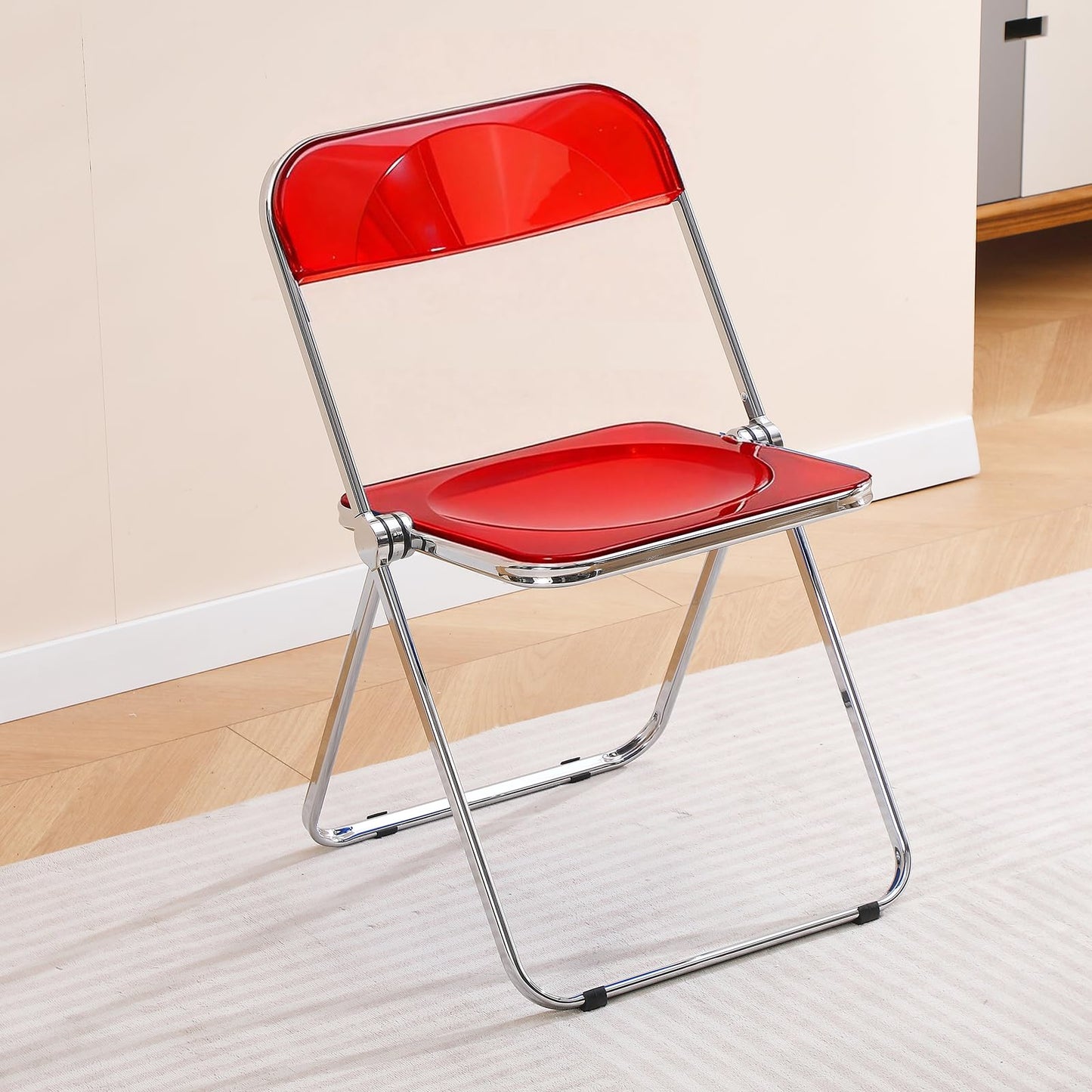 TAO ONE Acrylic Folding Chair Clear Morden Chrome Chair-Red