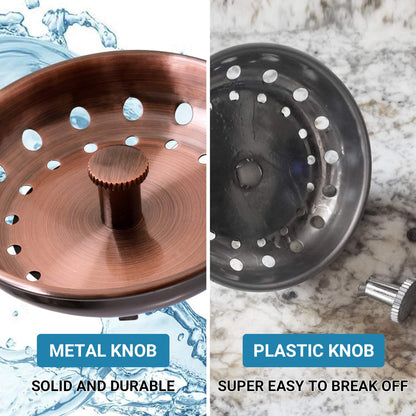 KONE Copper Kitchen Sink Strainer Basket, 2 Pcs Stainless Steel Antique Copper Sink Drain Strainer and Sink Stopper for Standard 3-1/2 inch Sink