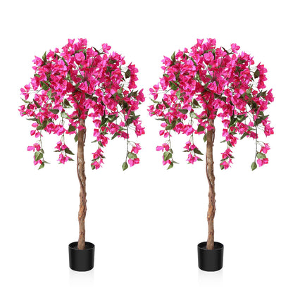 Fopamtri Artificial Plants Bougainvillea 120 cm Artificial Blossom, Fake Plants in Pot Large Pink Artificial Tree with Flowers for Home House Office