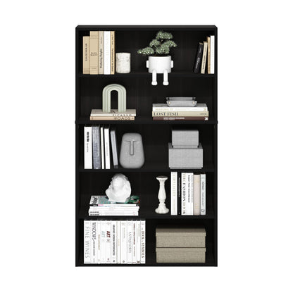 Furinno PASIR Book Shelf, 5-Tier Bookshelf, Bookcase with Open Shelf, 9.4 x 31.5 x 52.7, for Living Room, Bedroom, Home Office, Espresso