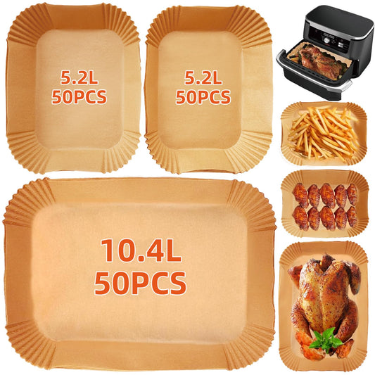 150PCS Air Fryer Liners for Ninja Foodi FlexDrawer AF500UK 10.4L & Duronic AF34 10L, Air Fryer Accessories Disposable Parchment Paper for COSORI Dual