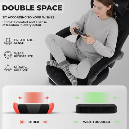 NIONIK Massage Gaming Chair with Footrest, Ergonomic Office Chair with Lumbar Support and Headrest
