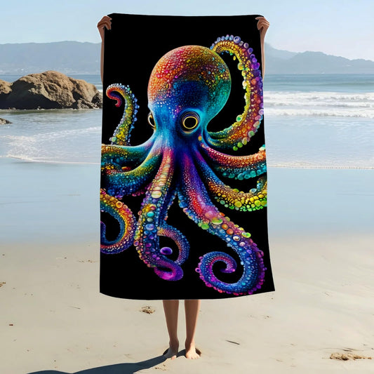 ZABAOBO Microfiber Octopus Beach Towel,Funny Octopus Lightweight Beach Towels for Women Adults Girls Men,Funny Bath Towel Gifts for Swim Surf 80X160