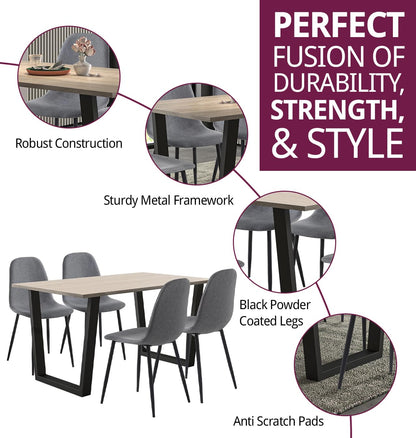 Hallowood Furniture Dudley Oak Effect Dining Table and Chairs Set 4, 150cm