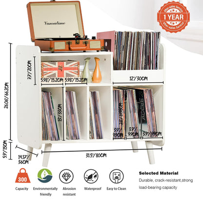 UODERS Record Player Stand, Large Record Player Table Cabinet with Open Vinyl Storage and Display Shelf Holds up to 350 Albums