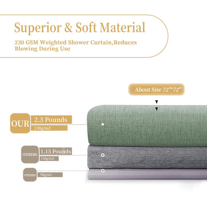Shower Curtain, Heavy-Duty Linen-Texture Fabric Shower Curtain, Extra Soft Double-layer waterproof Shower Curtains With Smart Function Stainless