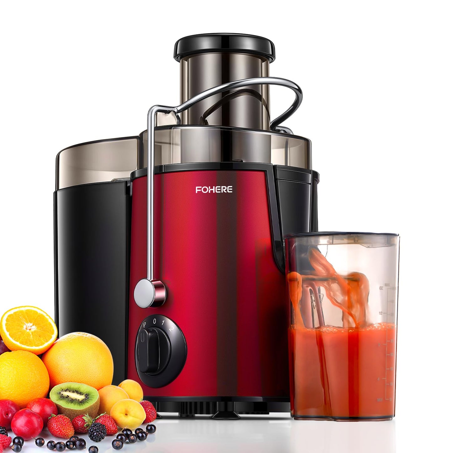 Juicer Machines, FOHERE Centrifugal Juicer Extractor with Large 3 Feed Chute for Whole Fruit and Vegetables, Easy to Clean, 3 Speed Control, Cleaning