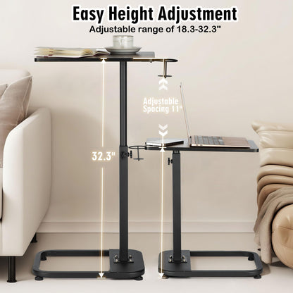 Ngduihoo C-Shaped Side Table,Adjustable Height End Table with Weighted Base,Ideal Coffee Table for Living Room, Bedroom