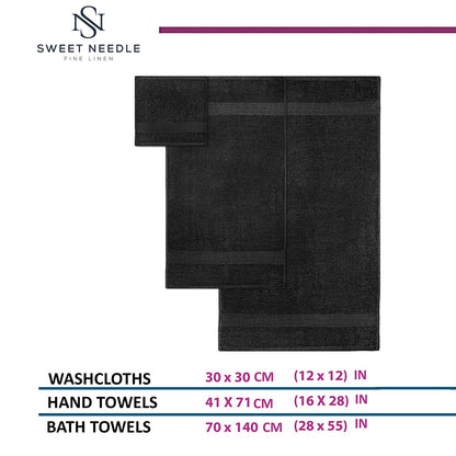SweetNeedle 6 Piece Towel Set - 2 Bath Towels, 2 Hand Towels and 2 Washcloths Cotton Daily Use Hotel Spa Quality Soft Highly Absorbent Quick Dry