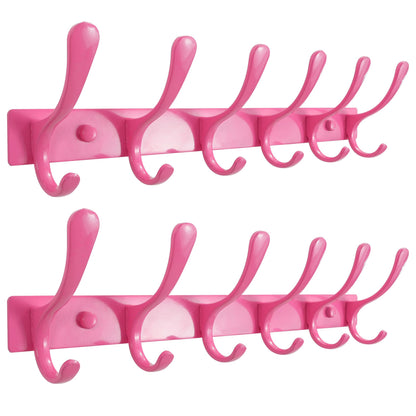 SKOLOO Coat Rack Wall Mounted - 6 Hooks, Pack of 2, Heavy Duty, Stainless Steel, Metal Wall Coat Hanger, Sturdy Wall Hooks for Hanging Coat, Jacket