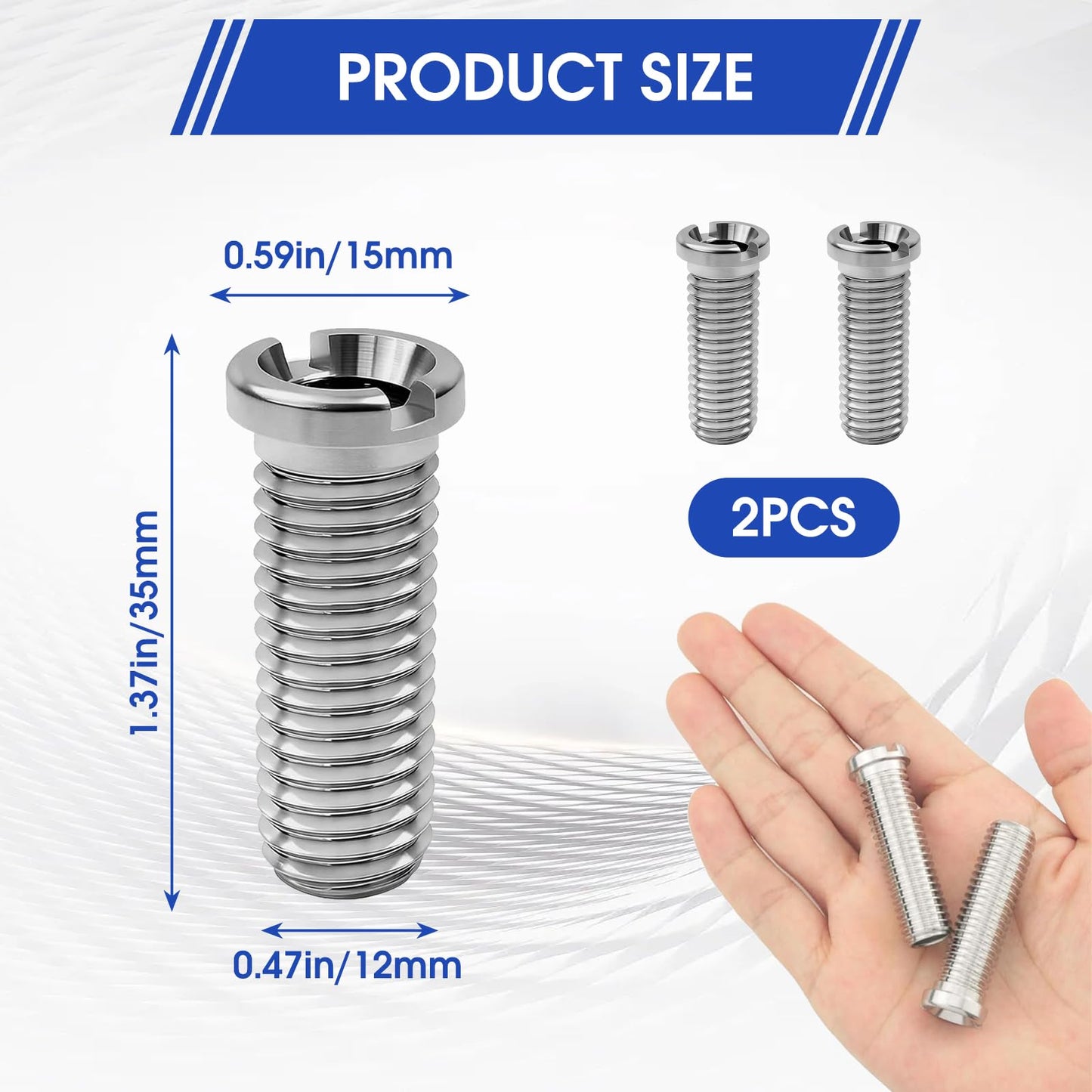 Sink Basket Strainer Screw, 2-Pack 35mm M12 Stainless Steel Hollow Drain Connector Replacement for Kitchen Sink & Wash Basin Waste Valve
