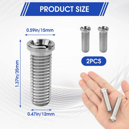Sink Basket Strainer Screw, 2-Pack 35mm M12 Stainless Steel Hollow Drain Connector Replacement for Kitchen Sink & Wash Basin Waste Valve