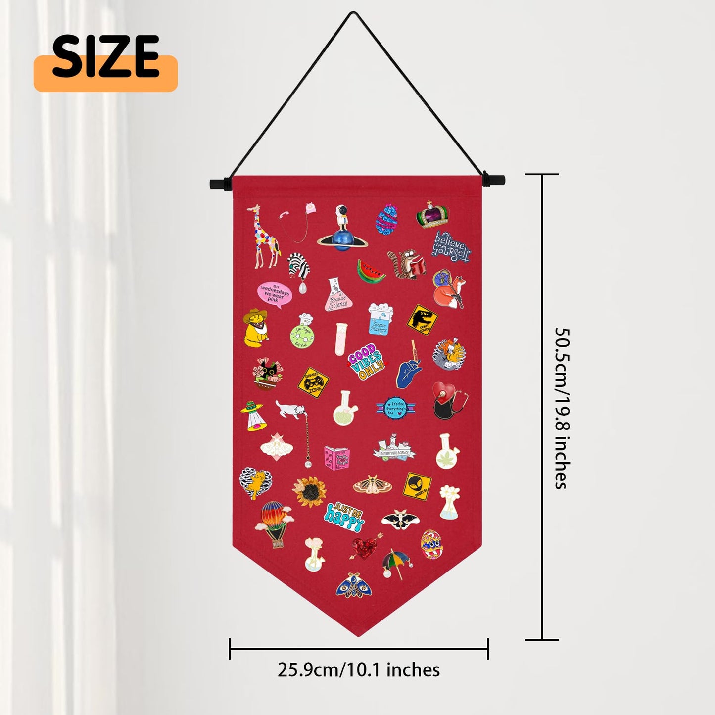 Kunyeah Wall Hanging Brooch Organizer Storage Case Colorful Canvas Pin Board Stand Enamel Pin Badge Hanging Holder Display Banner Earrings Collection