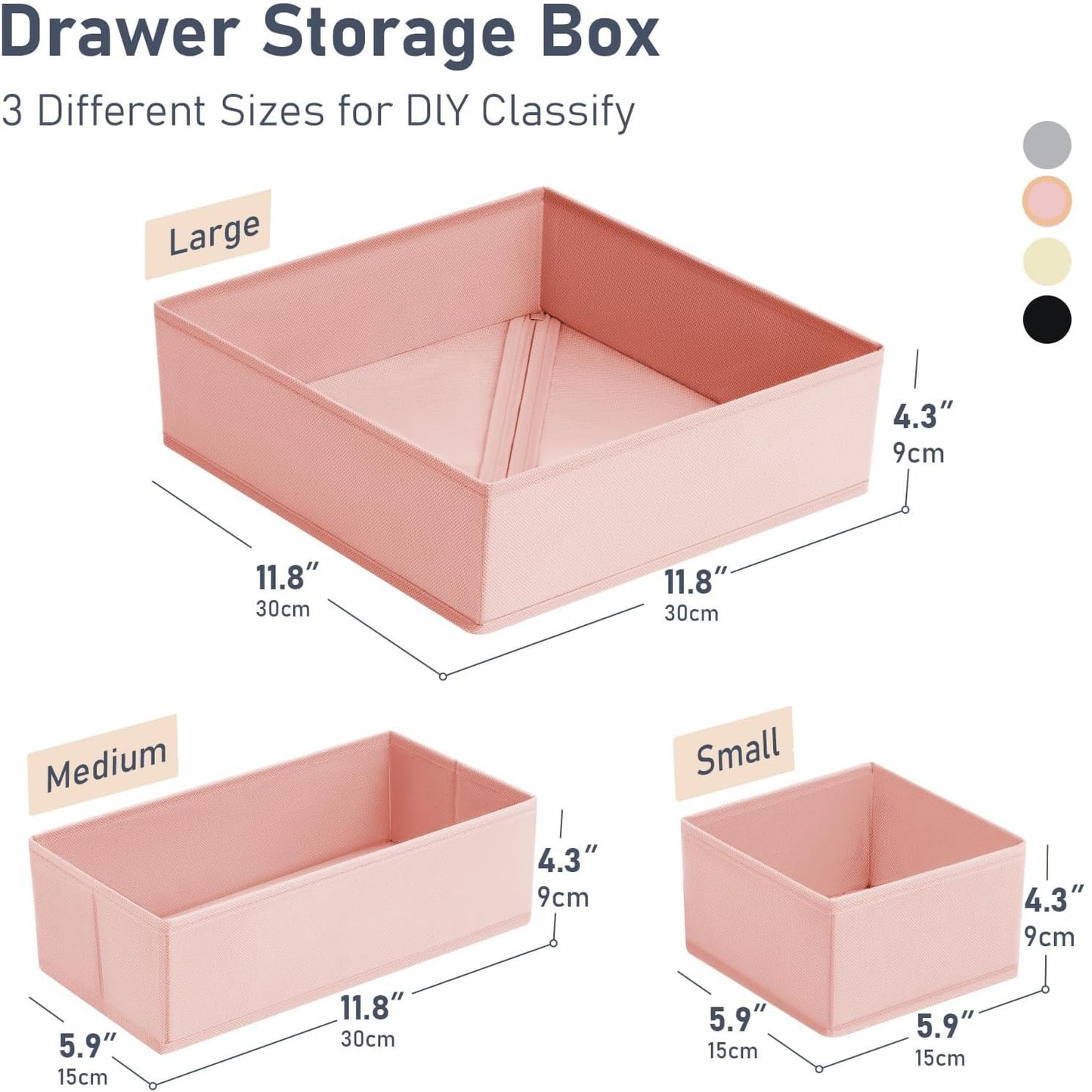 Homsorout 12 Pack Drawer Organiser Foldable Box - Fabric Drawer Dividers Wardrobe Clothes Organising for Bras, Socks, Underwear and Bedroom (Pink)