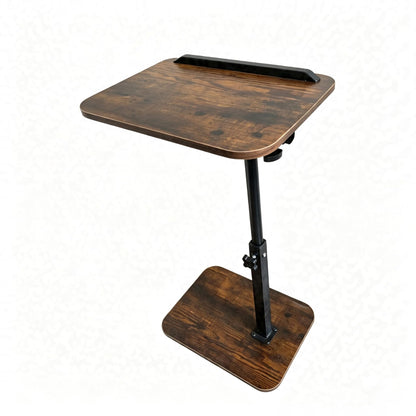 Mayxien C Shaped Side Table, Height Adjustable Bedside Table, 360° Rotating Sofa Table Laptop Tables with Anti-Slip Bar, Space-Saving TV Tray Table