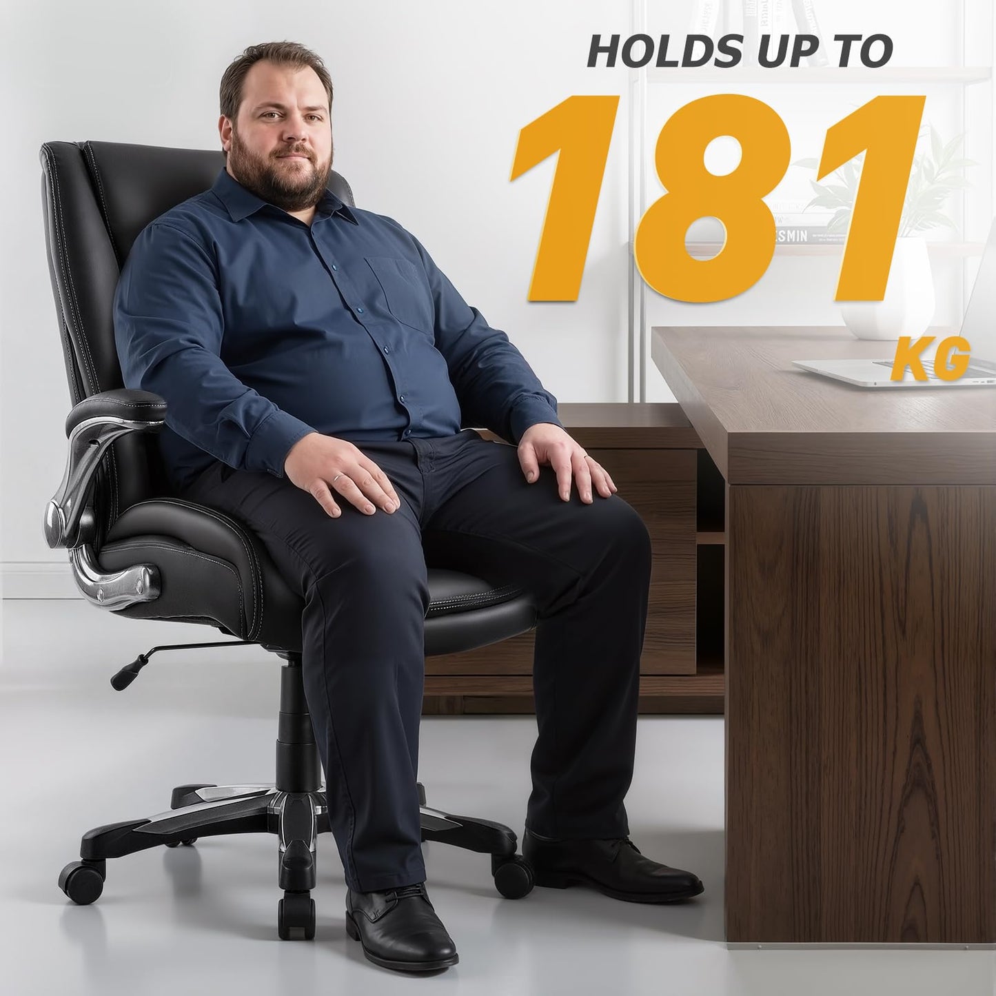 COLAMY Big and Tall Office Chair 400lbs, Large Heavy Duty High Back Executive Computer Office Desk Chair Flip-up Arms Wide Thick Seat for Home Office