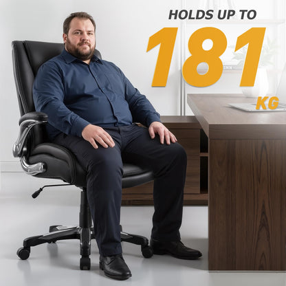 COLAMY Big and Tall Office Chair 400lbs, Large Heavy Duty High Back Executive Computer Office Desk Chair Flip-up Arms Wide Thick Seat for Home Office