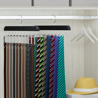 Tie Rack & Belt Hanger 2 in 1 Tie Hanger Space Saving 20 Hooks Hangers for Closet Max 30 Belts with 30 Ties Capacity