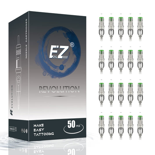 EZ Tattoo Cartridge Needles Assorted - 50Pcs #10 Mixed (7M1 9M1 11M1 13M1 15M1) Bugpin Magnum Tattoo Needle Cartridges for Tattooing Rotary Tattoo Pen