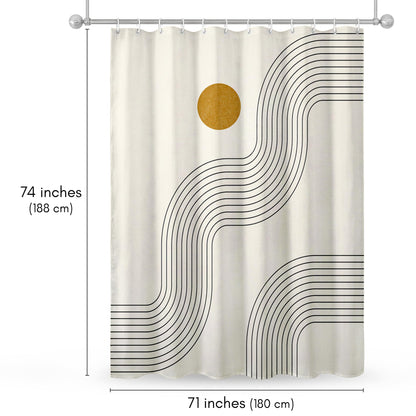 Americanflat 71x74 Boho Shower Curtain - 100% Polyester Shower Curtain with 12 Hooks - Shower Curtains for Bathroom