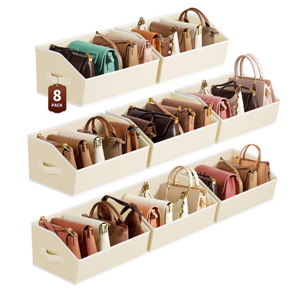 Homsorout Fabric Storage Box - 8 Pack Sloped Front Wardrobe Organiser Beige