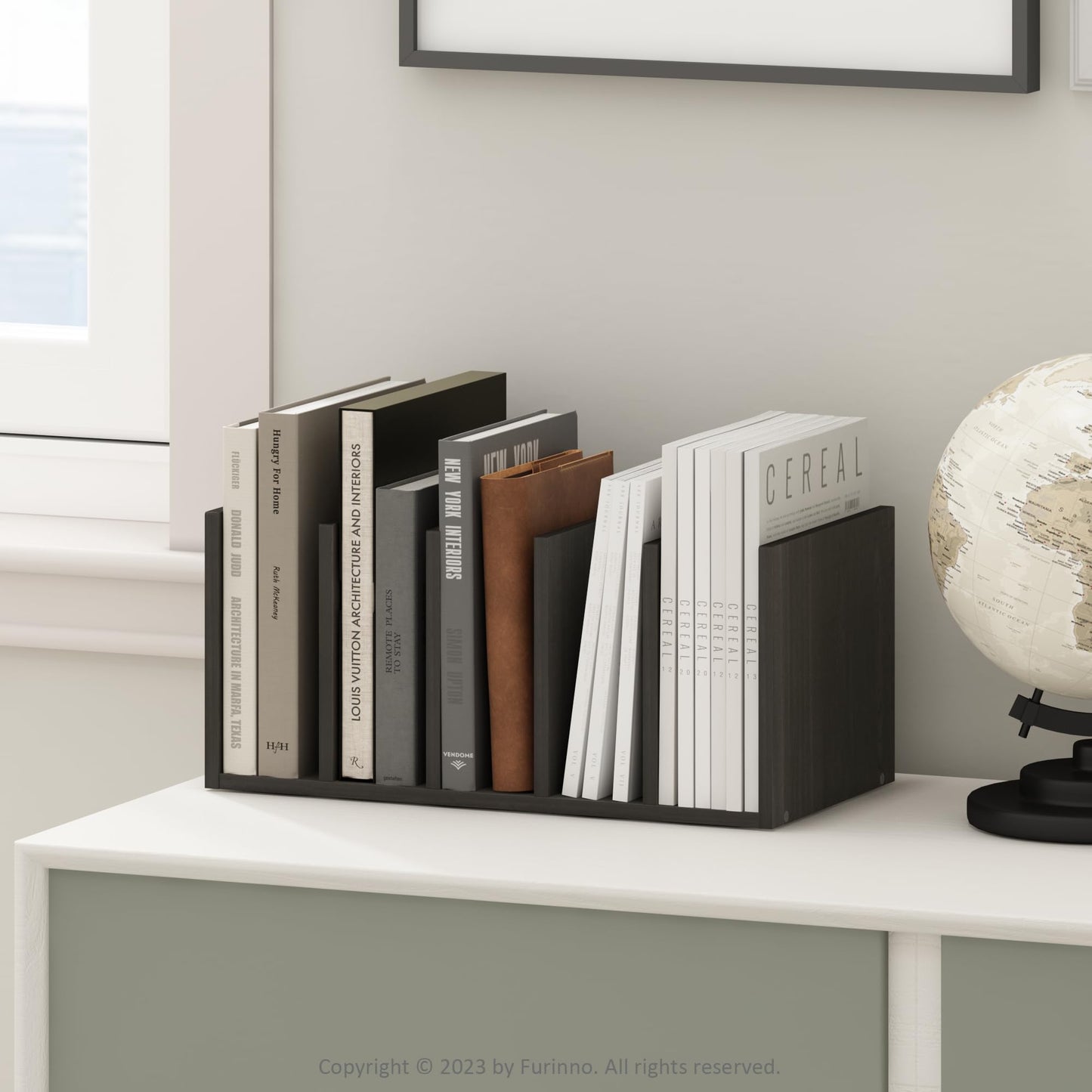 Furinno HERMITE Desk Organizers and Accessories with File Holder, Office Organization, Desk Top Book Shelf, for Office Supplies, Espresso
