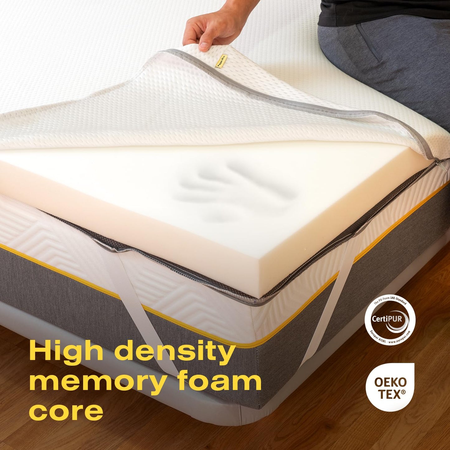 Ferlex Memory Foam Topper 105 x 190 cm | 100% Memory Foam | Thickness 7 cm | Made in Spain | Breathable and Removable Mattress Topper