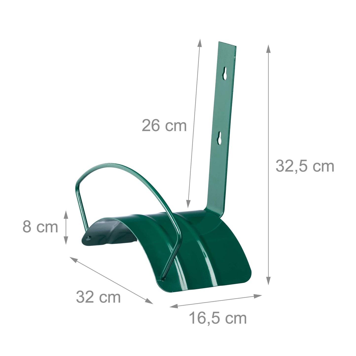 Relaxdays Wall Hose Holder, Metal, Wall Holder for 5/8 Inch (15 mm) Hoses, for 60 m Garden Hoses, Hose Hook, Green