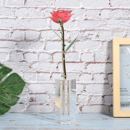 Acrylic Display Stand Transparent Rose Single Flower Show Base for Home Desktop Decoration