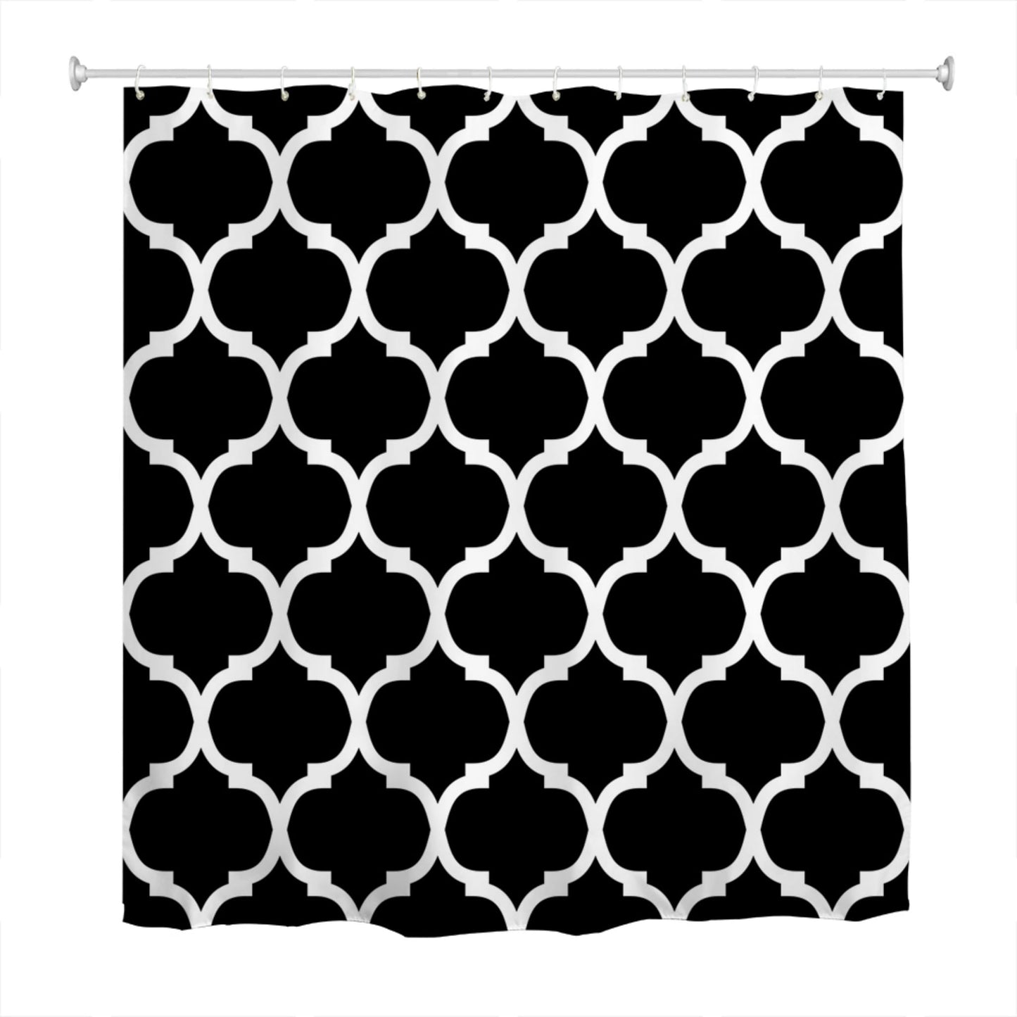 goodbath Black Shower Curtain, Moroccan Pattern Waterproof Polyester Fabric Bath Curtain for Bathroom Bathtub Hotel,180X180cm, Black White