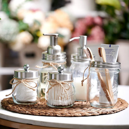 Mason Jar Soap Dispensers - Rustproof Stainless Steel Lid & Pump, Refillable Hand Wash for Bathroom/Kitchen, Ideal for Dish/Liquid Soap, Lotions