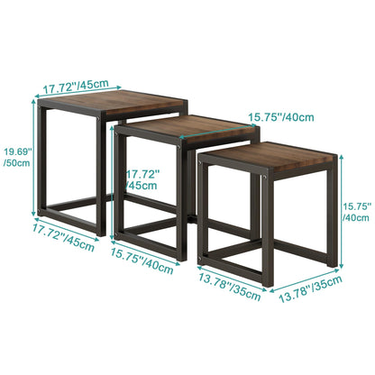 Diahomy Nesting Coffee Table, Set of 3 Stacking Side Tables,Walnut