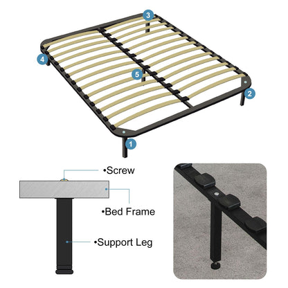 sourcing map Adjustable Height Bed Frame Support Legs Replacement Bed Rail Support Center Frame Slat Feet Risers(200mm-220mm/7.9"-8.7"), Black