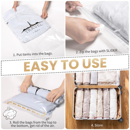 TAILI Small Vacuum Bags for Clothes Travel Vacuum Storage Bags 10 Pack (40 X 60CM) Reusable Saves 80% of Storage Space Saver for Clothes, Bedding