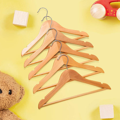 HOUSE DAY Childrens Wooden Kids Hangers, Baby Nursery Natural Wood Hangers