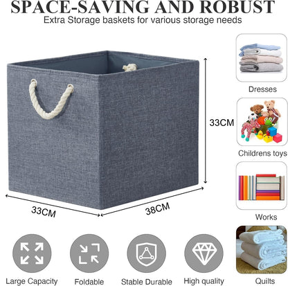 Mangata 4 Pack Storage Cubes for Shelves, Fabric Storage Boxes with Cotton Rope Handles Home Organization