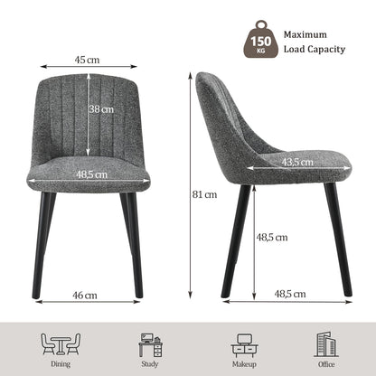 Goeurvant Dining Chairs Set of 4 Upholstered Armchairs with Wooden Legs Kitchen Chairs for Living Room, Grey-Chenille