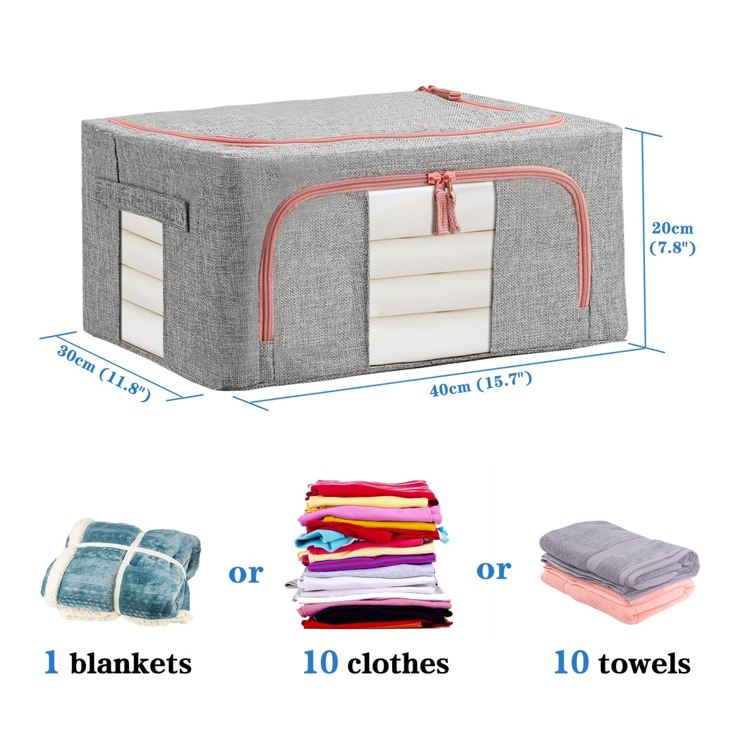 FUSACONY Closet Organizers and Storage 3 Pack Clothes Storage Boxes with Lid and Zips